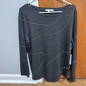 Chicos gray sequin crew neck sweater